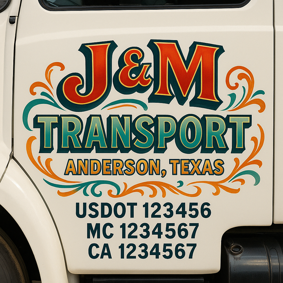 Truck Door Decal Sticker Lettering With USDOT, MC, CA, KYU, GVW & More | Custom Truck Door Decal Sticker Signs (Set of 2)