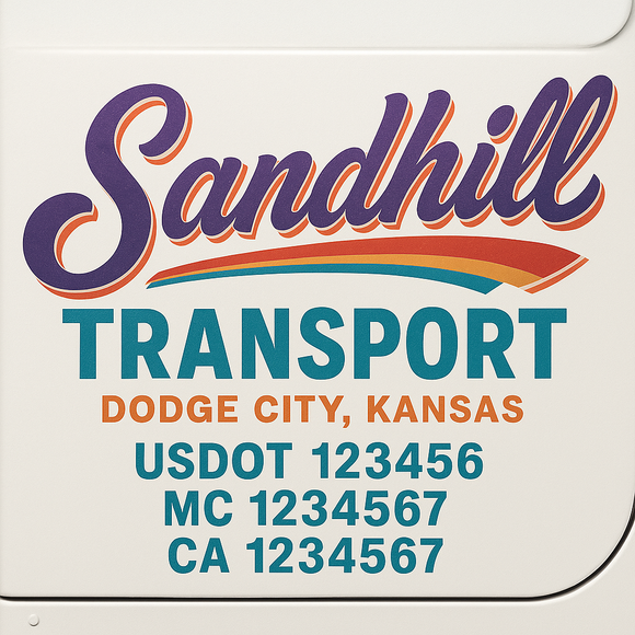 Truck Door Decal Sticker Lettering With USDOT, MC, CA, KYU, GVW & More | Custom Truck Door Decal Sticker Signs (Set of 2)