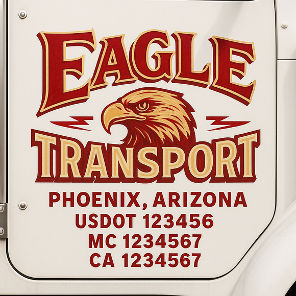 Truck Door Decal Sticker Lettering With USDOT, MC, CA, KYU, GVW & More | Custom Truck Door Decal Sticker Signs (Set of 2)
