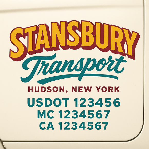 Truck Door Decal Sticker Lettering With USDOT, MC, CA, KYU, GVW & More | Custom Truck Door Decal Sticker Signs (Set of 2)