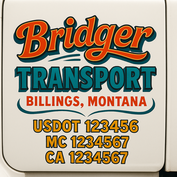 Truck Door Decal Sticker Lettering With USDOT, MC, CA, KYU, GVW & More | Custom Truck Door Decal Sticker Signs (Set of 2)