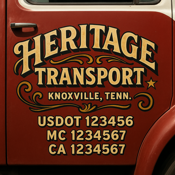 Truck Door Decal Sticker Lettering With USDOT, MC, CA, KYU, GVW & More | Custom Truck Door Decal Sticker Signs (Set of 2)