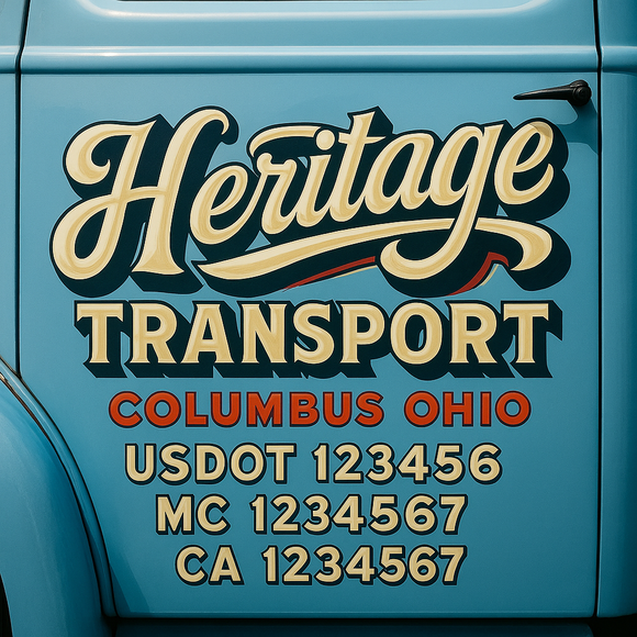 Truck Door Decal Sticker Lettering With USDOT, MC, CA, KYU, GVW & More | Custom Truck Door Decal Sticker Signs (Set of 2)