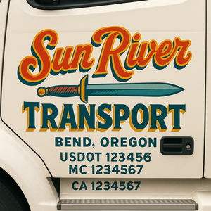 Truck Door Decal Sticker Lettering With USDOT, MC, CA, KYU, GVW & More | Custom Truck Door Decal Sticker Signs (Set of 2)