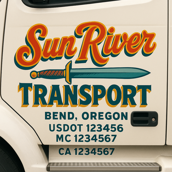 Truck Door Decal Sticker Lettering With USDOT, MC, CA, KYU, GVW & More | Custom Truck Door Decal Sticker Signs (Set of 2)