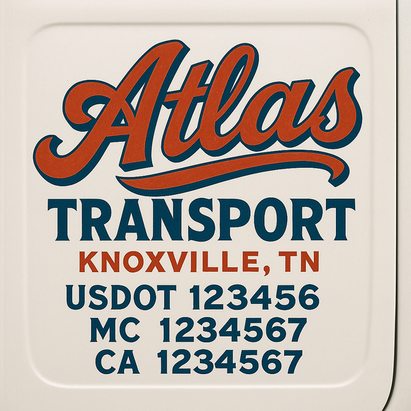 Truck Door Decal Sticker Lettering With USDOT, MC, CA, KYU, GVW & More | Custom Truck Door Decal Sticker Signs (Set of 2)