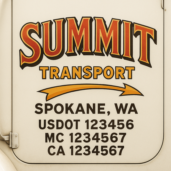 Truck Door Decal Sticker Lettering With USDOT, MC, CA, KYU, GVW & More | Custom Truck Door Decal Sticker Signs (Set of 2)