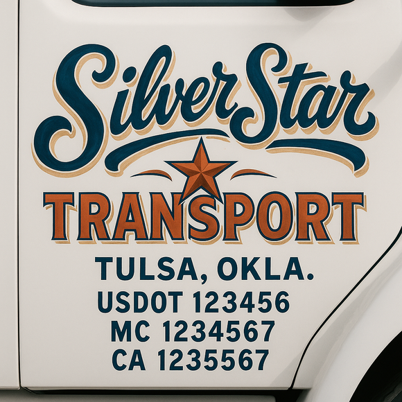 Truck Door Decal Sticker Lettering With USDOT, MC, CA, KYU, GVW & More | Custom Truck Door Decal Sticker Signs (Set of 2)