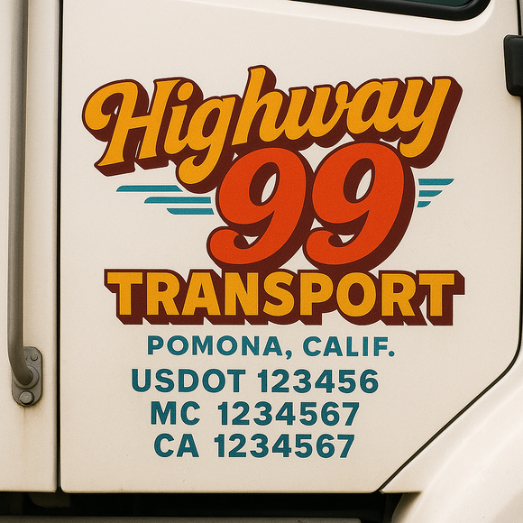 Truck Door Decal Sticker Lettering With USDOT, MC, CA, KYU, GVW & More | Custom Truck Door Decal Sticker Signs (Set of 2)
