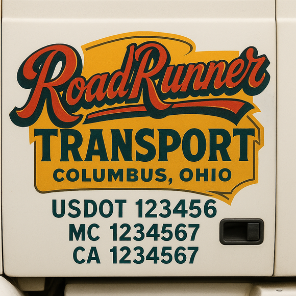 Truck Door Decal Sticker Lettering With USDOT, MC, CA, KYU, GVW & More | Custom Truck Door Decal Sticker Signs (Set of 2)
