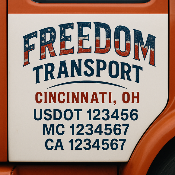 Truck Door Decal Sticker Lettering With USDOT, MC, CA, KYU, GVW & More | Custom Truck Door Decal Sticker Signs (Set of 2)