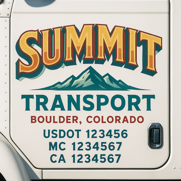 Truck Door Decal Sticker Lettering With USDOT, MC, CA, KYU, GVW & More | Custom Truck Door Decal Sticker Signs (Set of 2)