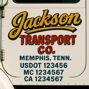 Truck Door Decal Sticker Lettering With USDOT, MC, CA, KYU, GVW & More | Custom Truck Door Decal Sticker Signs (Set of 2)