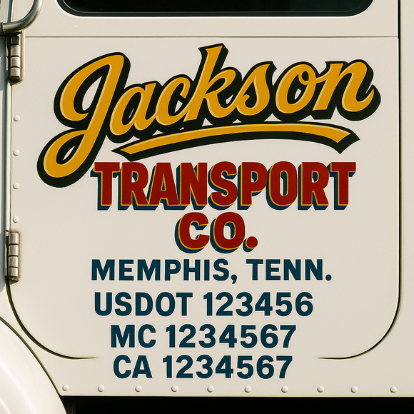 Truck Door Decal Sticker Lettering With USDOT, MC, CA, KYU, GVW & More | Custom Truck Door Decal Sticker Signs (Set of 2)
