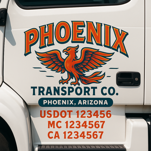 Truck Door Decal Sticker Lettering With USDOT, MC, CA, KYU, GVW & More | Custom Truck Door Decal Sticker Signs (Set of 2)