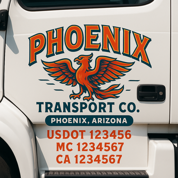 Truck Door Decal Sticker Lettering With USDOT, MC, CA, KYU, GVW & More | Custom Truck Door Decal Sticker Signs (Set of 2)