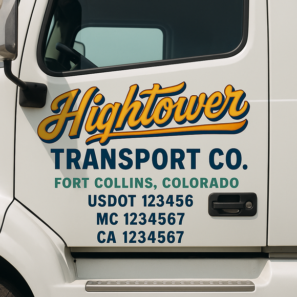 Truck Door Decal Sticker Lettering With USDOT, MC, CA, KYU, GVW & More | Custom Truck Door Decal Sticker Signs (Set of 2)