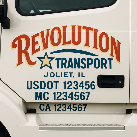 Truck Door Decal Sticker Lettering With USDOT, MC, CA, KYU, GVW & More | Custom Truck Door Decal Sticker Signs (Set of 2)