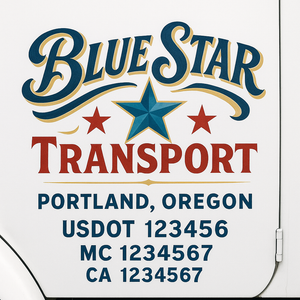 Truck Door Decal Sticker Lettering With USDOT, MC, CA, KYU, GVW & More | Custom Truck Door Decal Sticker Signs (Set of 2)