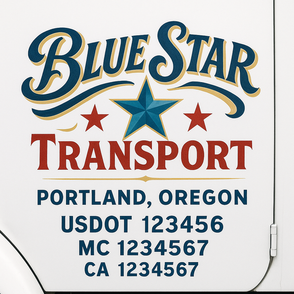 Truck Door Decal Sticker Lettering With USDOT, MC, CA, KYU, GVW & More | Custom Truck Door Decal Sticker Signs (Set of 2)