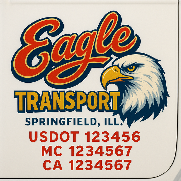 Truck Door Decal Sticker Lettering With USDOT, MC, CA, KYU, GVW & More | Custom Truck Door Decal Sticker Signs (Set of 2)