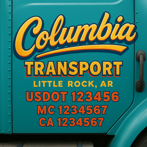 Truck Door Decal Sticker Lettering With USDOT, MC, CA, KYU, GVW & More | Custom Truck Door Decal Sticker Signs (Set of 2)