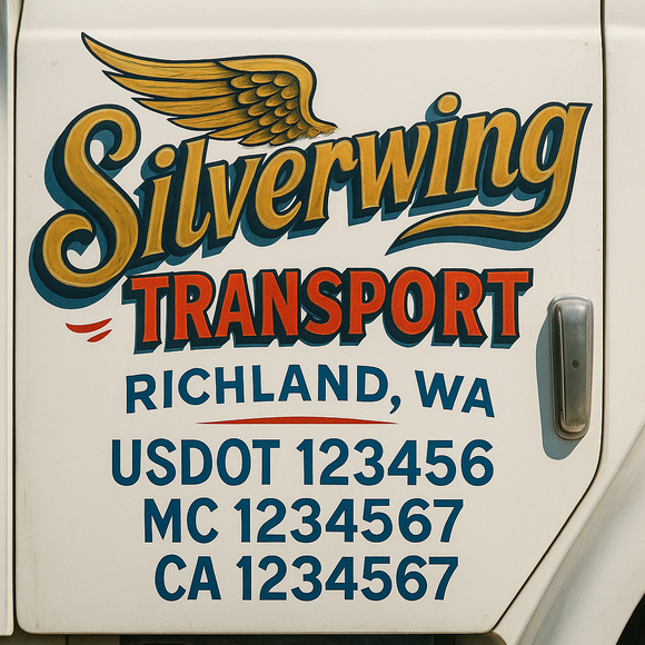 Truck Door Decal Sticker Lettering With USDOT, MC, CA, KYU, GVW & More | Custom Truck Door Decal Sticker Signs (Set of 2)