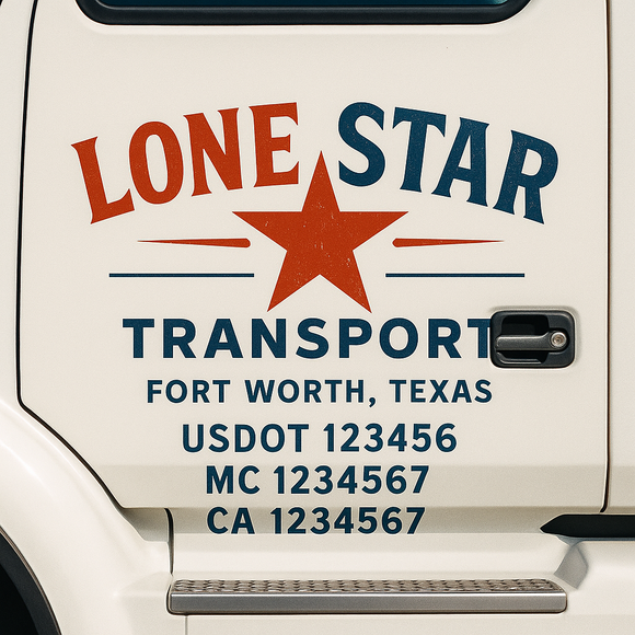 Truck Door Decal Sticker Lettering With USDOT, MC, CA, KYU, GVW & More | Custom Truck Door Decal Sticker Signs (Set of 2)