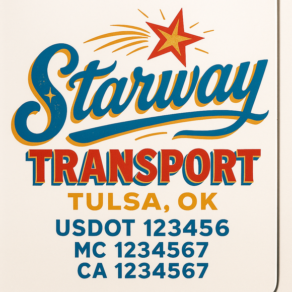 Truck Door Decal Sticker Lettering With USDOT, MC, CA, KYU, GVW & More | Custom Truck Door Decal Sticker Signs (Set of 2)