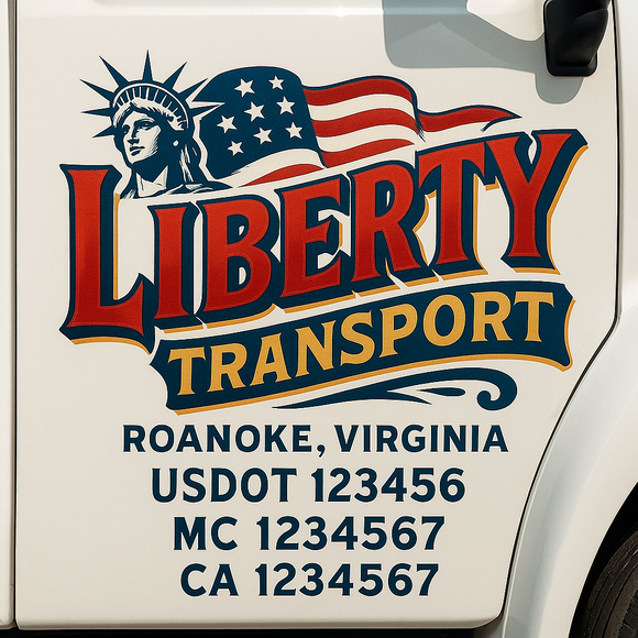 Truck Door Decal Sticker Lettering With USDOT, MC, CA, KYU, GVW & More | Custom Truck Door Decal Sticker Signs (Set of 2)