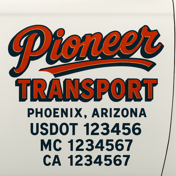 Truck Door Decal Sticker Lettering With USDOT, MC, CA, KYU, GVW & More | Custom Truck Door Decal Sticker Signs (Set of 2)