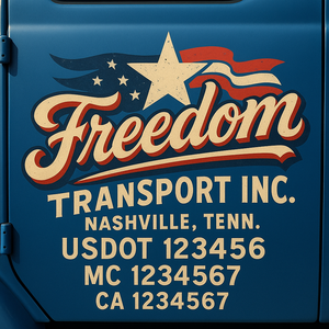 Truck Door Decal Sticker Lettering With USDOT, MC, CA, KYU, GVW & More | Custom Truck Door Decal Sticker Signs (Set of 2)