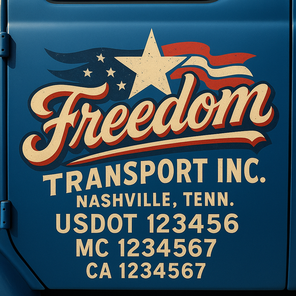 Truck Door Decal Sticker Lettering With USDOT, MC, CA, KYU, GVW & More | Custom Truck Door Decal Sticker Signs (Set of 2)