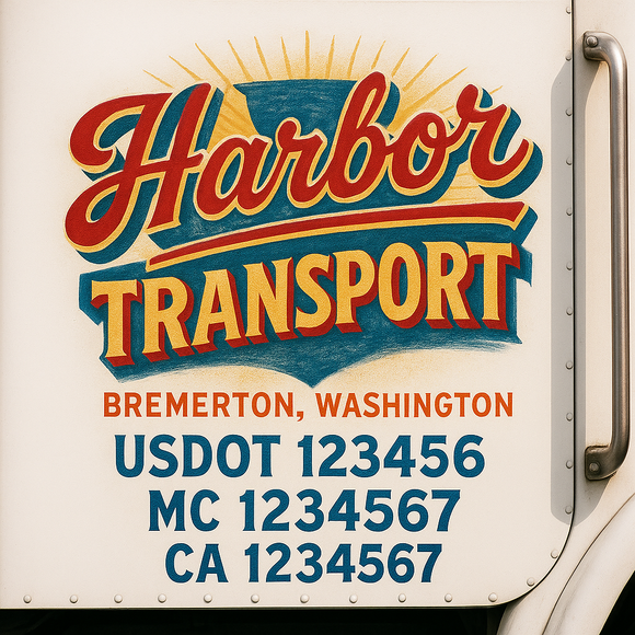 Truck Door Decal Sticker Lettering With USDOT, MC, CA, KYU, GVW & More | Custom Truck Door Decal Sticker Signs (Set of 2)