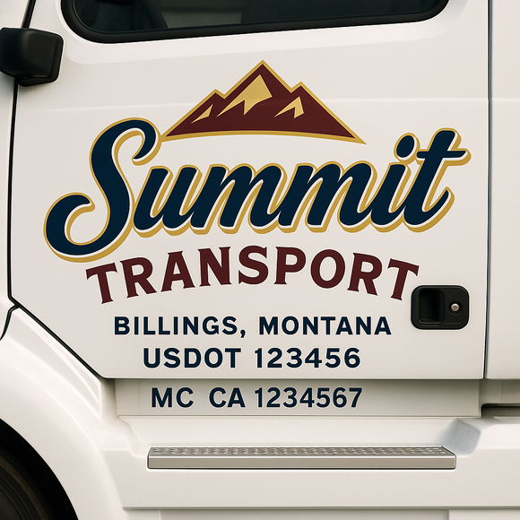 Truck Door Decal Sticker Lettering With USDOT, MC, CA, KYU, GVW & More | Custom Truck Door Decal Sticker Signs (Set of 2)