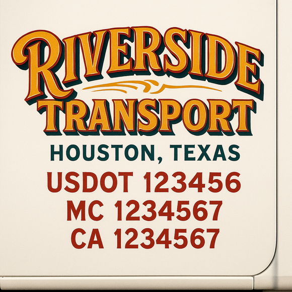 Truck Door Decal Sticker Lettering With USDOT, MC, CA, KYU, GVW & More | Custom Truck Door Decal Sticker Signs (Set of 2)