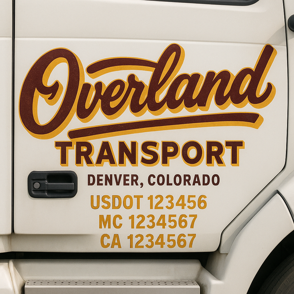 Truck Door Decal Sticker Lettering With USDOT, MC, CA, KYU, GVW & More | Custom Truck Door Decal Sticker Signs (Set of 2)