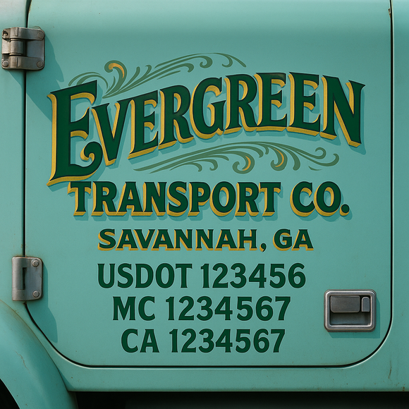 Truck Door Decal Sticker Lettering With USDOT, MC, CA, KYU, GVW & More | Custom Truck Door Decal Sticker Signs (Set of 2)