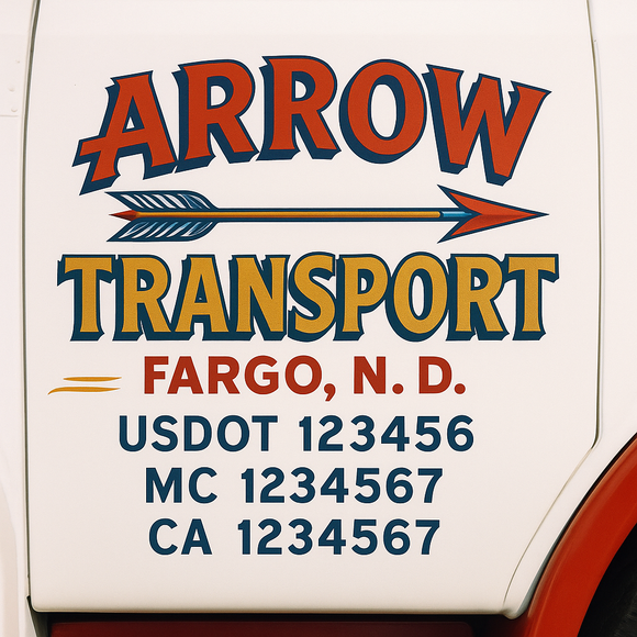 Truck Door Decal Sticker Lettering With USDOT, MC, CA, KYU, GVW & More | Custom Truck Door Decal Sticker Signs (Set of 2)