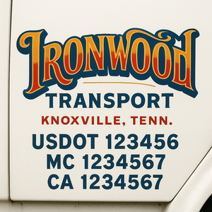 Truck Door Decal Sticker Lettering With USDOT, MC, CA, KYU, GVW & More | Custom Truck Door Decal Sticker Signs (Set of 2)
