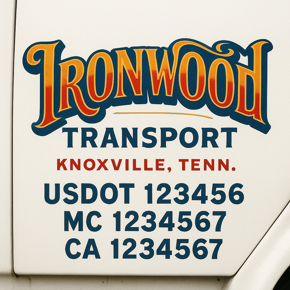 Truck Door Decal Sticker Lettering With USDOT, MC, CA, KYU, GVW & More | Custom Truck Door Decal Sticker Signs (Set of 2)