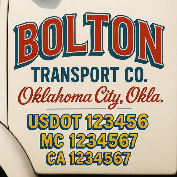 Truck Door Decal Sticker Lettering With USDOT, MC, CA, KYU, GVW & More | Custom Truck Door Decal Sticker Signs (Set of 2)