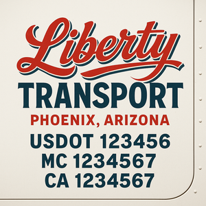 Truck Door Decal Sticker Lettering With USDOT, MC, CA, KYU, GVW & More | Custom Truck Door Decal Sticker Signs (Set of 2)