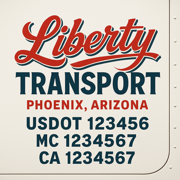 Truck Door Decal Sticker Lettering With USDOT, MC, CA, KYU, GVW & More | Custom Truck Door Decal Sticker Signs (Set of 2)