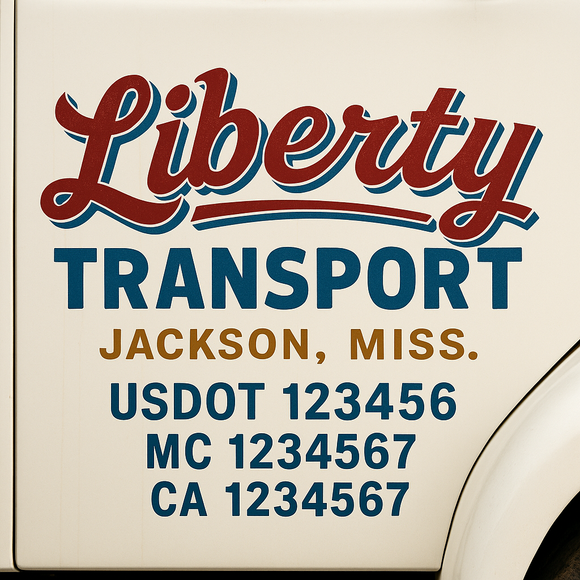 Truck Door Decal Sticker Lettering With USDOT, MC, CA, KYU, GVW & More | Custom Truck Door Decal Sticker Signs (Set of 2)