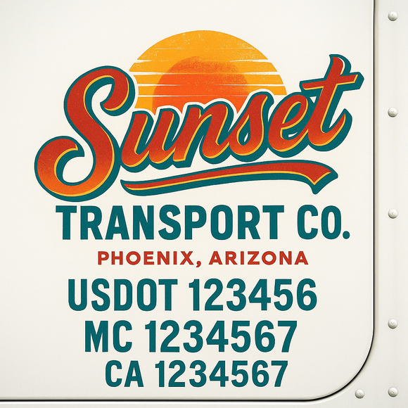 Truck Door Decal Sticker Lettering With USDOT, MC, CA, KYU, GVW & More | Custom Truck Door Decal Sticker Signs (Set of 2)