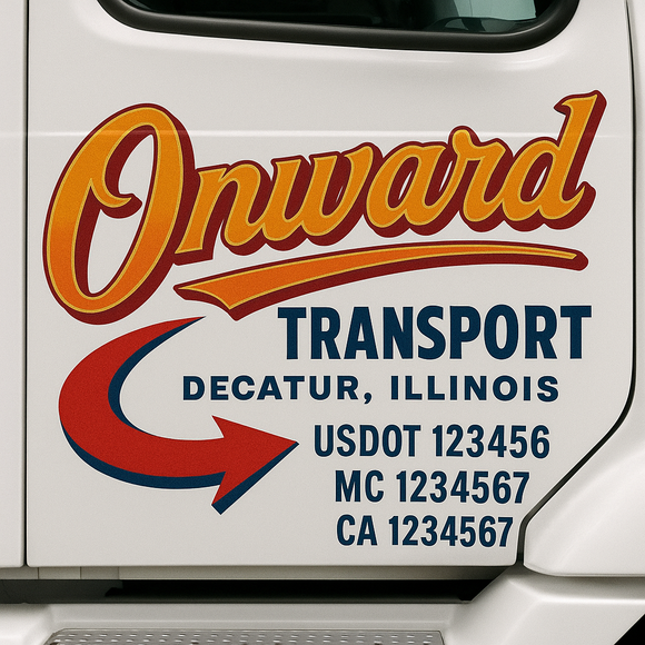 Truck Door Decal Sticker Lettering With USDOT, MC, CA, KYU, GVW & More | Custom Truck Door Decal Sticker Signs (Set of 2)