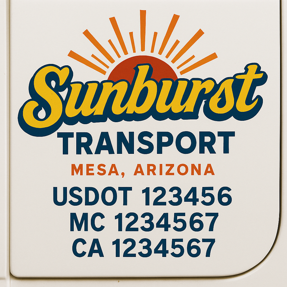 Truck Door Decal Sticker Lettering With USDOT, MC, CA, KYU, GVW & More | Custom Truck Door Decal Sticker Signs (Set of 2)
