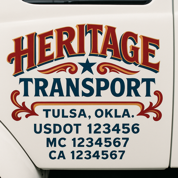 Truck Door Decal Sticker Lettering With USDOT, MC, CA, KYU, GVW & More | Custom Truck Door Decal Sticker Signs (Set of 2)