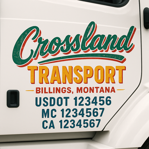 Truck Door Decal Sticker Lettering With USDOT, MC, CA, KYU, GVW & More | Custom Truck Door Decal Sticker Signs (Set of 2)